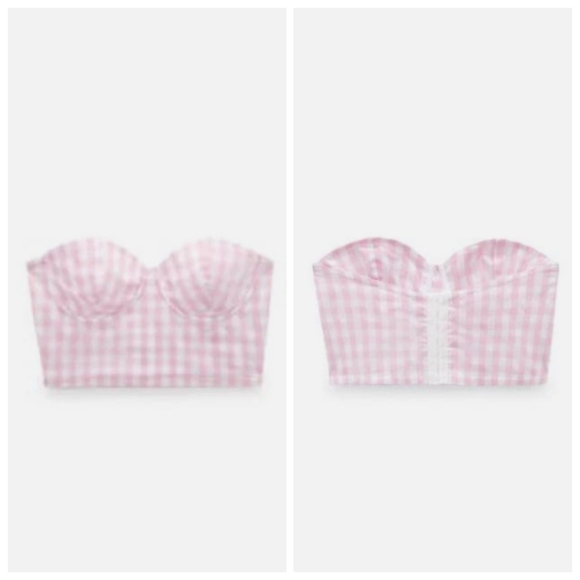 New Zara x Barbie Mattel Gingham Bustier Top Size 32B NWT Blogger Favorite - Picture 10 of 16